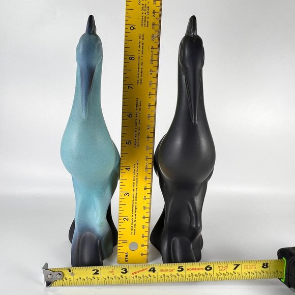 Vintage Crane Bird Figurine Sculpture Bell of California Blue Black MCM Lot of 2 - Picture 11 of 12